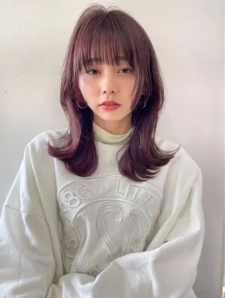 セミロング カラー 【韓国ヘア×透明感 カラー】笹谷 莉未のヘアスタイル