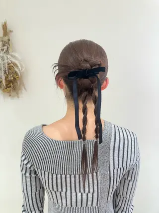ロング カラー ヘアアレンジ タイトボブ個性派カラ ーAKANEのヘアスタイル