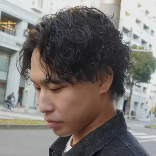 ミディアム パーマ メンズ 立川/メンズパーマ 厚進太郎のヘアスタイル