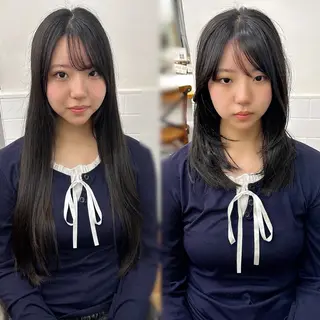 ミディアム カラー パーマ ヘアアレンジ メンズ キッズ レイヤーカット 🌿透け感カラーのヘアスタイル