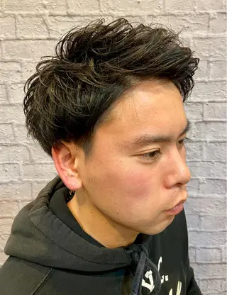 ショート カラー パーマ ヘアアレンジ メンズ 💈メンズ特化 副店長松浦一聖💈のヘアスタイル