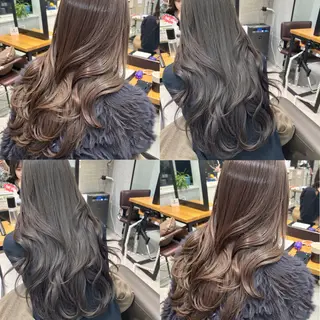 ロング カラー 銀座レイヤーカット ×シースルー前髪のヘアスタイル
