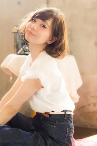 ミディアム カラー 髪質改善、縮毛矯正 店長浅野太郎のヘアスタイル