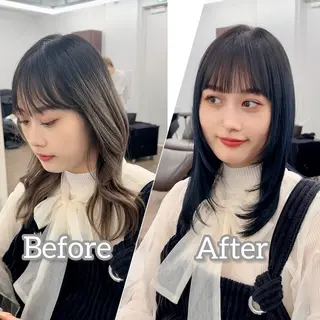 ミディアム カラー ブリーチなし/レイヤ ー特化🌈Tommyのヘアスタイル