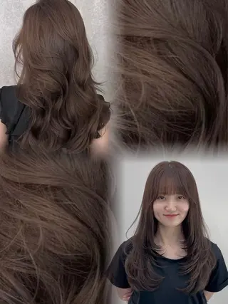 カラー 韓国風レイヤーカラー ライムのヘアスタイル