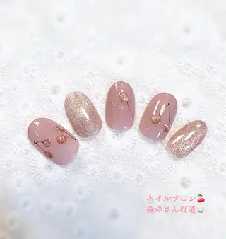 ネイル ショートネイル 森のさんぽ道のネイルデザイン