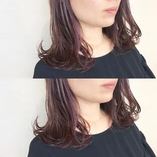 セミロング カラー 韓国レイヤーカット/ ダブルカラーのヘアスタイル