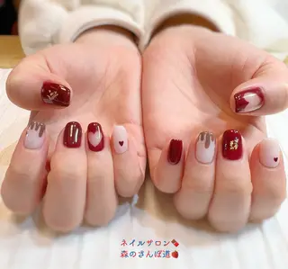 ネイル ショートネイル 森のさんぽ道のネイルデザイン