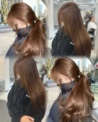 ロング カラー 韓国風ハッシュカット 似合わせレイヤー池袋のヘアスタイル