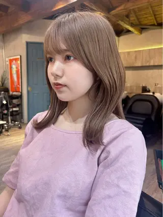 セミロング カラー 顔周りカット 【オノザワリョウ】のヘアスタイル