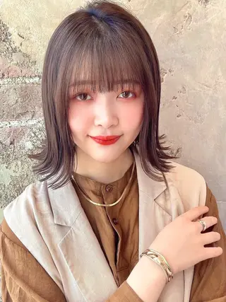 ミディアム カラー パーマ ヘアアレンジ 🌈小顔似合わせ SHIHO🌈のヘアスタイル