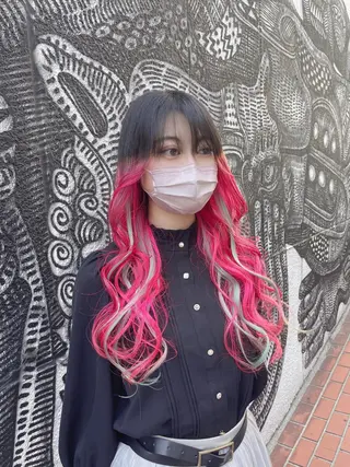 セミロング カラー ヘアアレンジ 🌈派手髪エクステ ブレイズ🌈ひろとのヘアスタイル