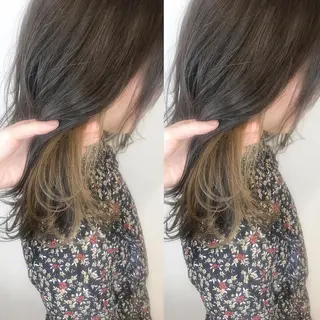 ミディアム カラー 韓国レイヤーカット/ ダブルカラーのヘアスタイル