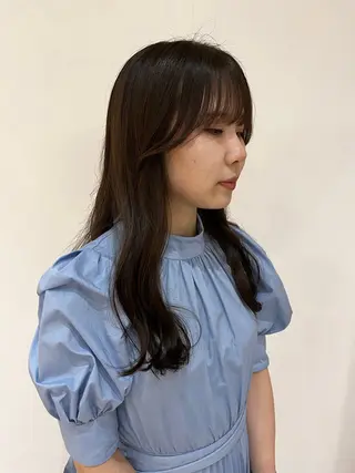 セミロング カラー ヘアアレンジ 🥀暖色韓国ヘア💕 保科侑花のヘアスタイル