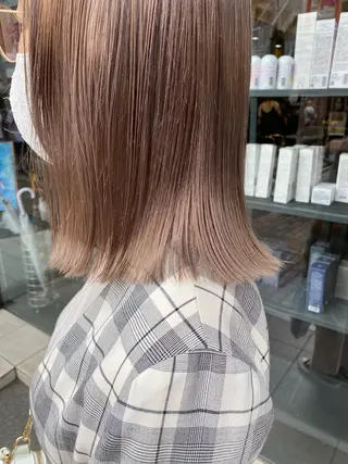 ミディアム カラー パーマ ヘアアレンジ メンズ キッズ ネイル mana 暖色カラーカットのヘアスタイル