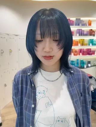 ミディアム カラー ハッシュカット/ ブリーチ/アスナのヘアスタイル