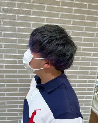 カラー メンズ 赤本悠斗波巻きパーマ メンズパーマのヘアスタイル