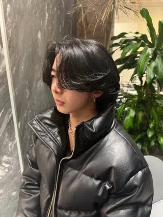 セミロング パーマ メンズ 💈原宿指名No.1 センターパート💈のヘアスタイル
