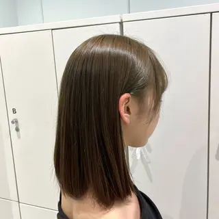 ミディアム カラー 顔周りカット／透明感 カラー／Kurumeのヘアスタイル