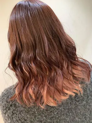 セミロング カラー 店長ハイトーンカラー 柞山史奈のヘアスタイル