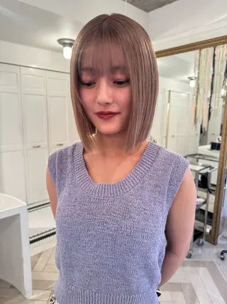 カラー ブリーチカラー🎀 韓国風/寺門美優のヘアスタイル