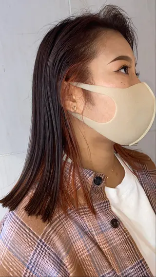 セミロング デザインカラー/ボブ ブリーチカラー/ユリのヘアスタイル