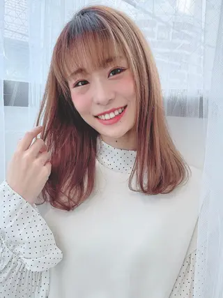 ミディアム カラー パーマ ヘアアレンジ 美髪矯正 Rioのヘアスタイル