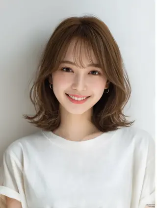 ミディアム カラー 北川大輔🌟 小顔レイヤーカットのヘアスタイル