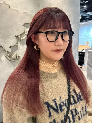 ミディアム カラー ヘアアレンジ 顔周りカット×透明感 カラー💫AINAのヘアスタイル