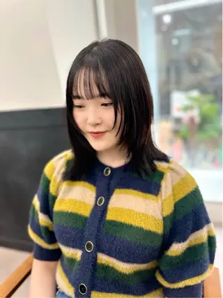 ミディアム カラー パーマ ヘアアレンジ メンズ キッズ 骨格レイヤーカット 🌿美髪縮毛矯正のヘアスタイル