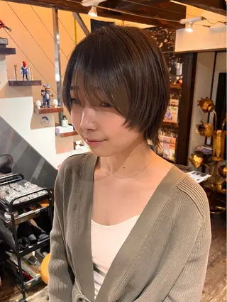 ショート ボブパーマ/レイヤー ヒロモトアサカのヘアスタイル