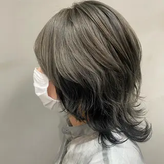 セミロング カラー 暖色カラー🍊 せきゆうかのヘアスタイル