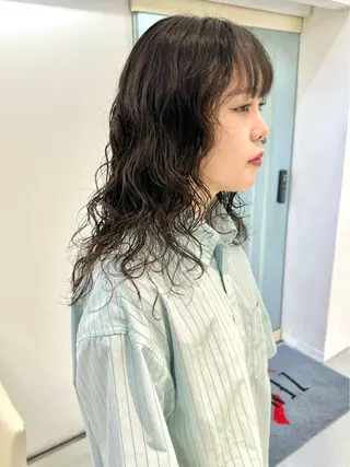 ロング パーマ デジタルパーマ 🌀ボブ　萩原　龍のヘアスタイル