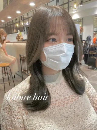 セミロング カラー 韓国レイヤーカット 🧸ベージュカラーのヘアスタイル