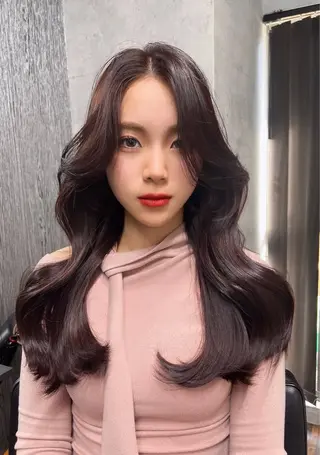 ロング カラー ヘアアレンジ レイヤー／顔周り 韓国ヘア森田和貴のヘアスタイル