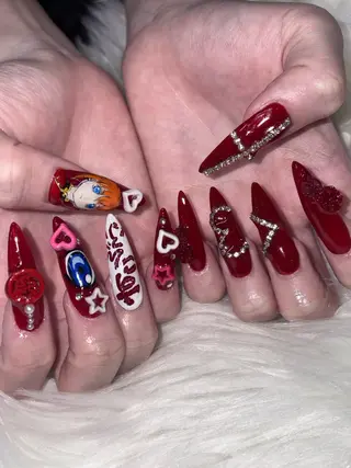 ネイル NES NAIL所属・さゆり￤推しキャラ ￤ロングネイル🩷のネイルデザイン