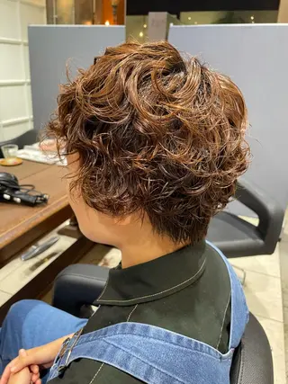 ショート パーマ ヘアアレンジ 髪質改善カラー&TR 縮毛矯正/弱酸性矯正のヘアスタイル