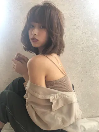 ミディアム ショート/ボブ /パーマ🌿柏原良亮のヘアスタイル