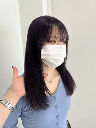 ロング カラー 暗髪🩶ラベンダー/ ブルー/ユウナ🤍のヘアスタイル