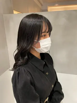 ロング オリーブ カラー✨有坂映哉のヘアスタイル