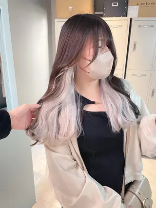 ミディアム ブリーチ✖️ 縮毛LANDのヘアスタイル
