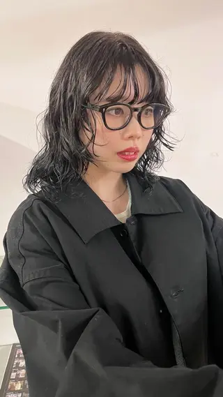 ミディアム カラー パーマ ヘアアレンジ shui/艶カラー ／柔らかストレートのヘアスタイル