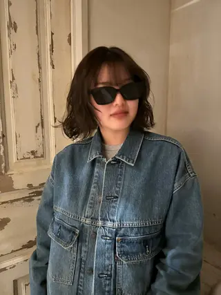 ミディアム カラー パーマ 笹原 叶のヘアスタイル