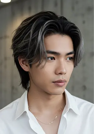 ミディアム カラー メンズ あくつ べんのヘアスタイル