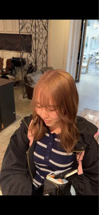 ミディアム 💖艶ダメージレス激 可愛カラーKAO💖のヘアスタイル