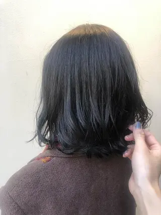 ミディアム カラー ヘアアレンジ 抜け感ボブ×パーマ |kazaneのヘアスタイル