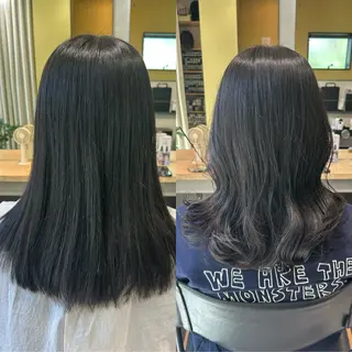 セミロング パーマ hub hair レイヤー/透明感のヘアスタイル