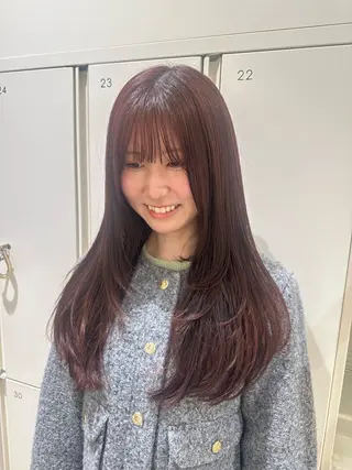 ロング カラー ヘアアレンジ タイトボブ個性派カラ ーAKANEのヘアスタイル