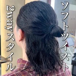 セミロング カラー パーマ メンズ 【池袋店 店長】伊藤 昂樹/曲がる縮毛矯正のヘアスタイル