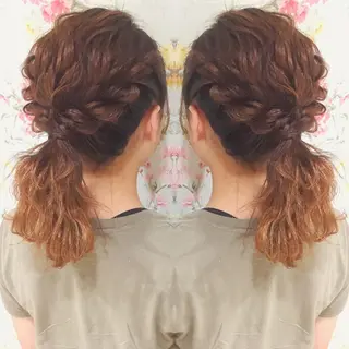 ミディアム ヘアアレンジ 菊池 栄里奈のヘアスタイル